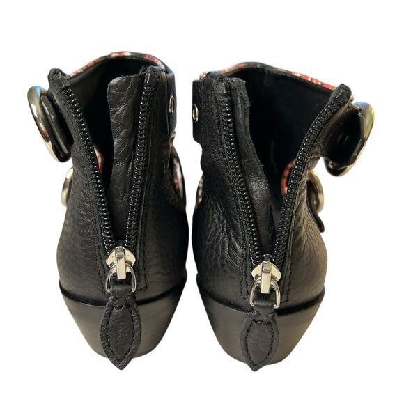 Rebecca Minkoff Ankle Boots Kianna Cutout Bootie 6.5M Red Black Floral Back Zip - Picture 9 of 16